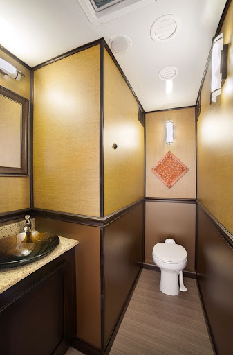 3 Stall Black Tie Restroom Interior