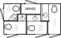 2 Stall Satellite Spa Restroom Plan