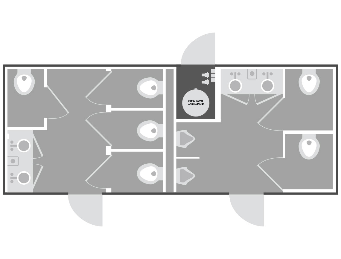 2 Stall Satellite Spa Restroom Plan