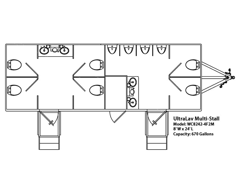 2 Stall Satellite Spa Restroom Plan