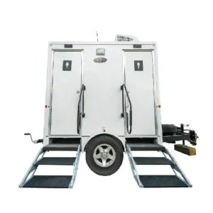 2-Stall JAG Porta Lisa restroom trailer rental.