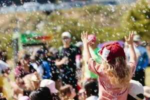 Crowd celebrating at a Los Angeles community event