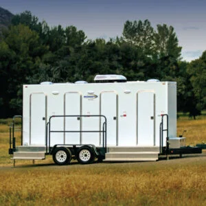 Majestic restroom trailer, front exterior view