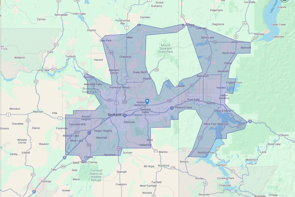 A map of our service area in WA/ID.