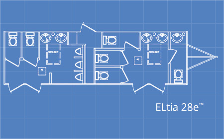 9-stall Black Tie luxury restroom trailer rental.