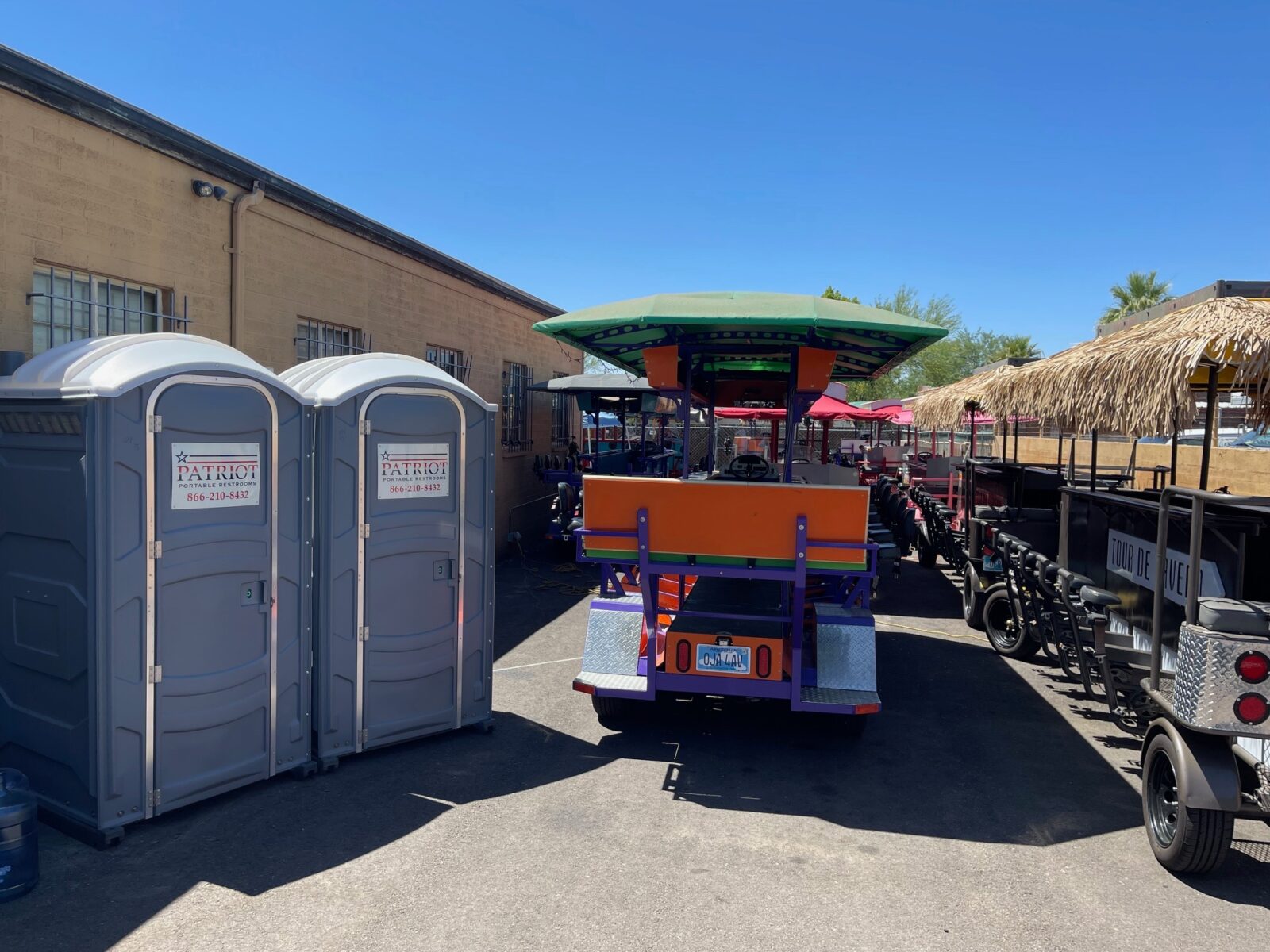 Patriot portable toilets on location at a film shoot